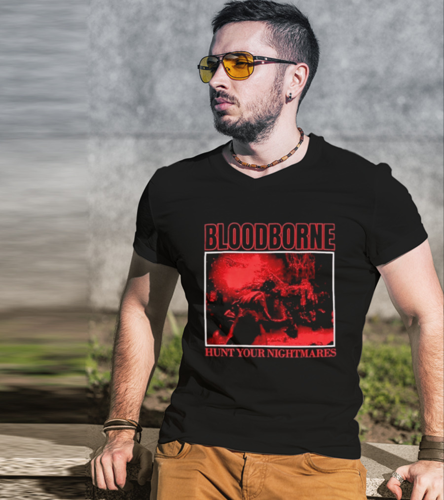 Bloodborne Hunt Your Nightmares Red Hunter Gamers Merch Fan T-Shirt