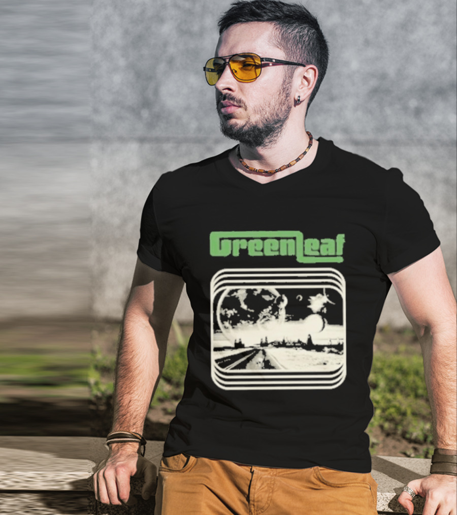 Greenleaf Black Space Scenic Globe With Railway Tracks T-Shirt