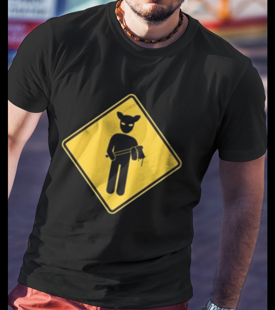 Lamb Mask Caution Sign Horror Icon Warning T-Shirt