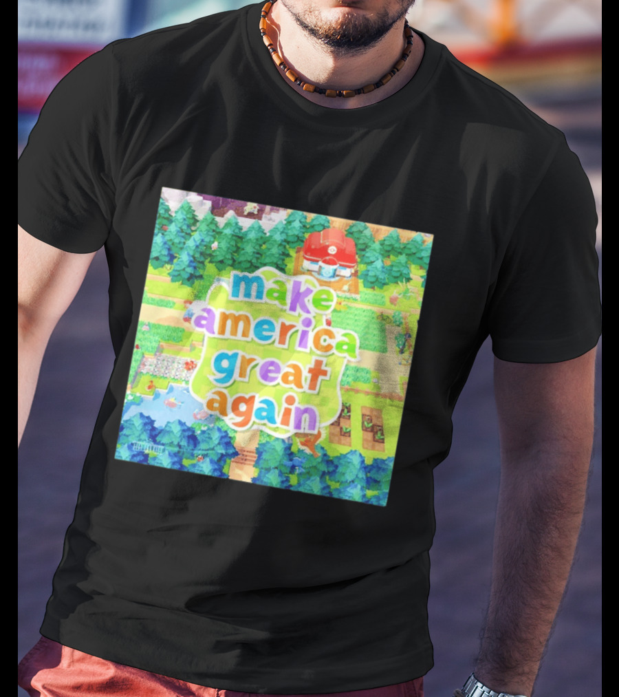 Make America Great Again Colorful Forest Game Inspired Scenery White House Pokopia Generator T-Shirt