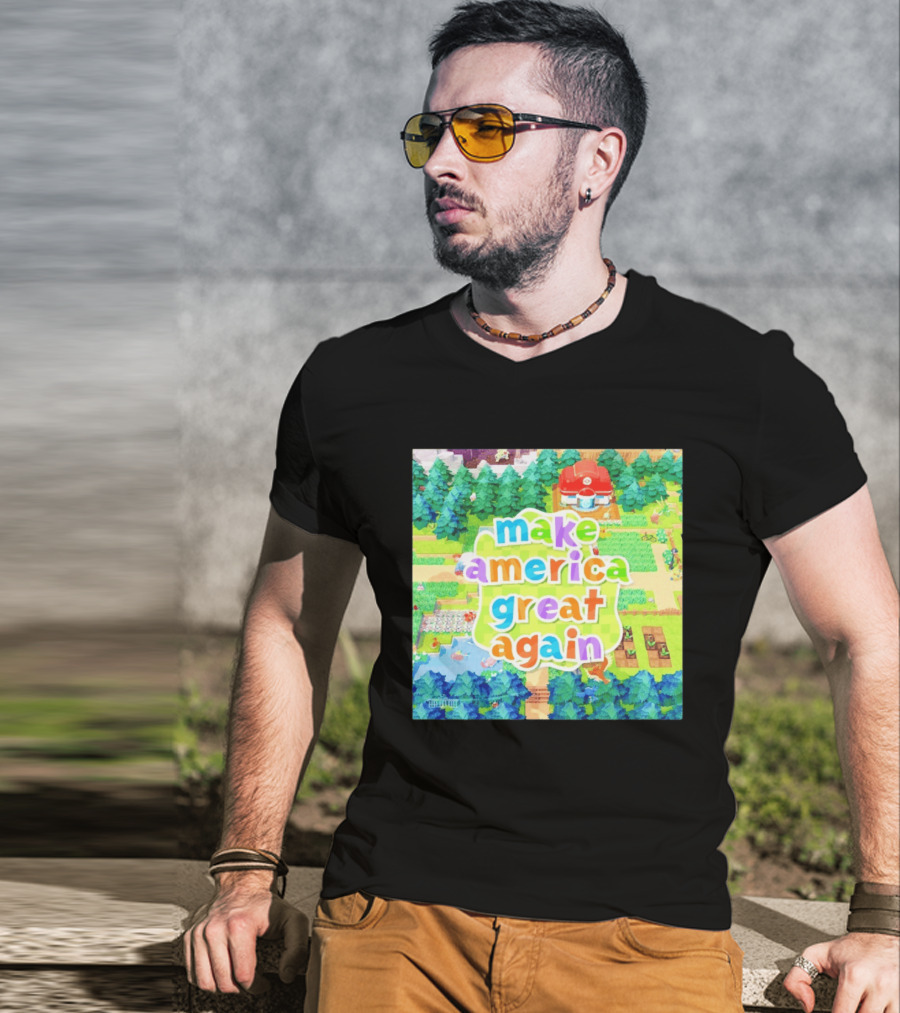 Make America Great Again Colorful Forest Game Inspired Scenery White House Pokopia Generator T-Shirt