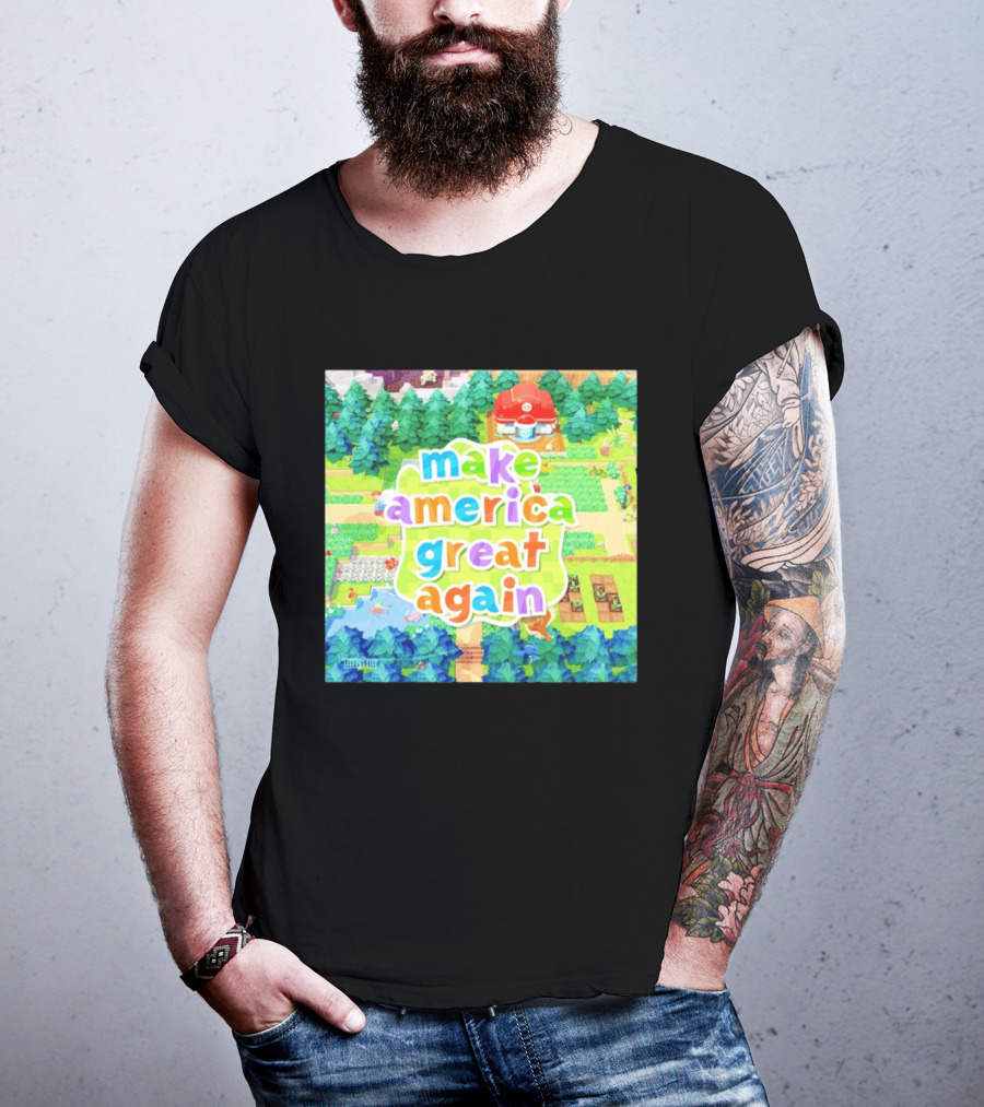 Make America Great Again Colorful Forest Game Inspired Scenery White House Pokopia Generator T-Shirt