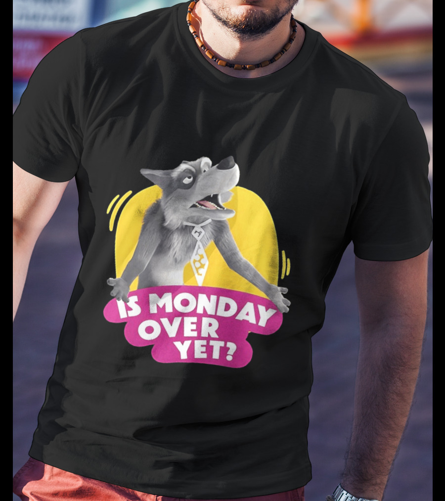 Masha And The Bear Wolf Character Asking Is Monday Over Yet T-Shirt