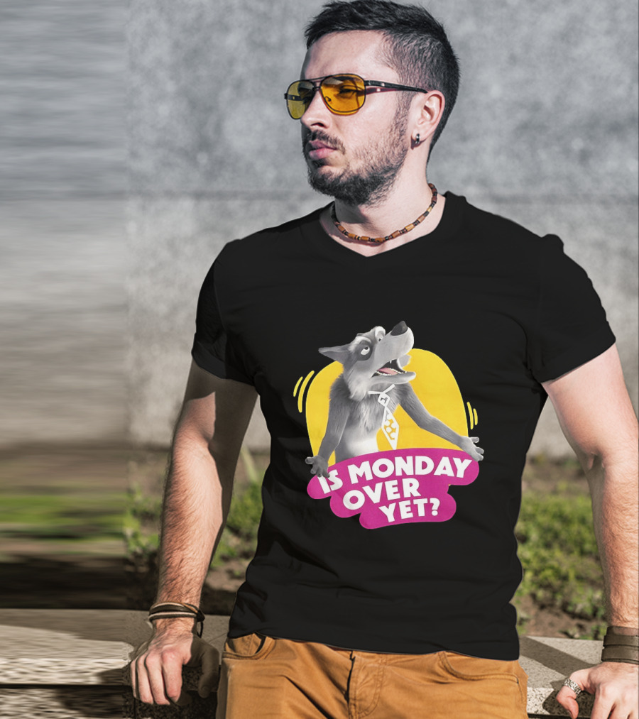 Masha And The Bear Wolf Character Asking Is Monday Over Yet T-Shirt
