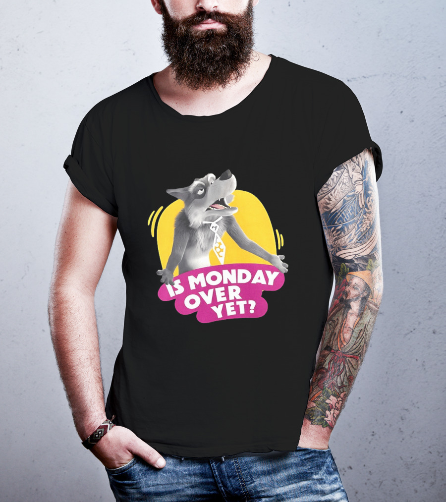 Masha And The Bear Wolf Character Asking Is Monday Over Yet T-Shirt