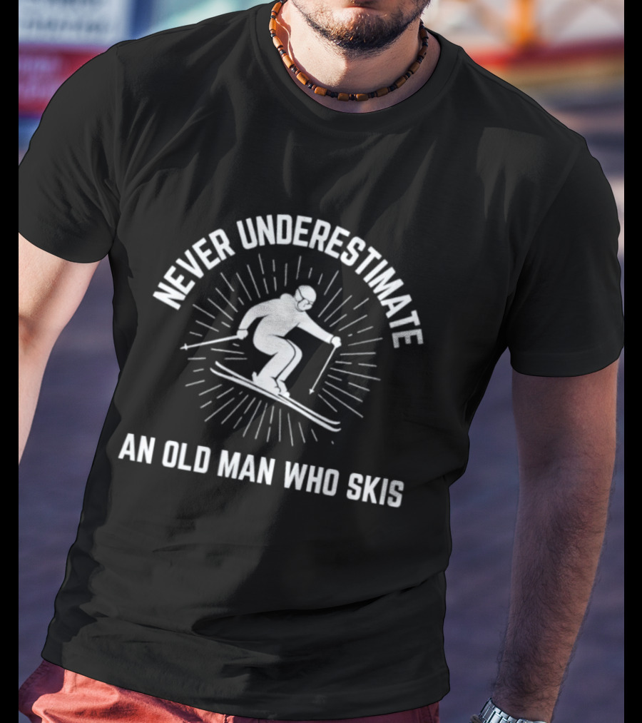 Never Underestimate An Old Man Who Skis Vintage Skiing T-Shirt