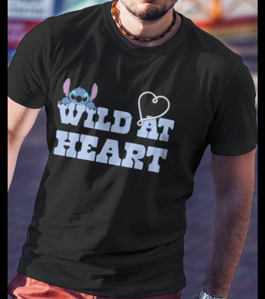 Wild At Heart Stitch Disney Character Cute Alien Heart T-Shirt