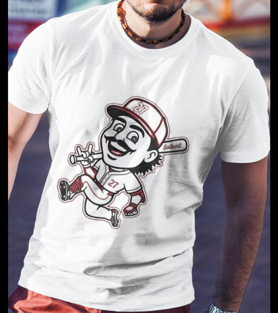 Sal Stewart Baseball Mascot Character With Bat And Mustache T-Shirt