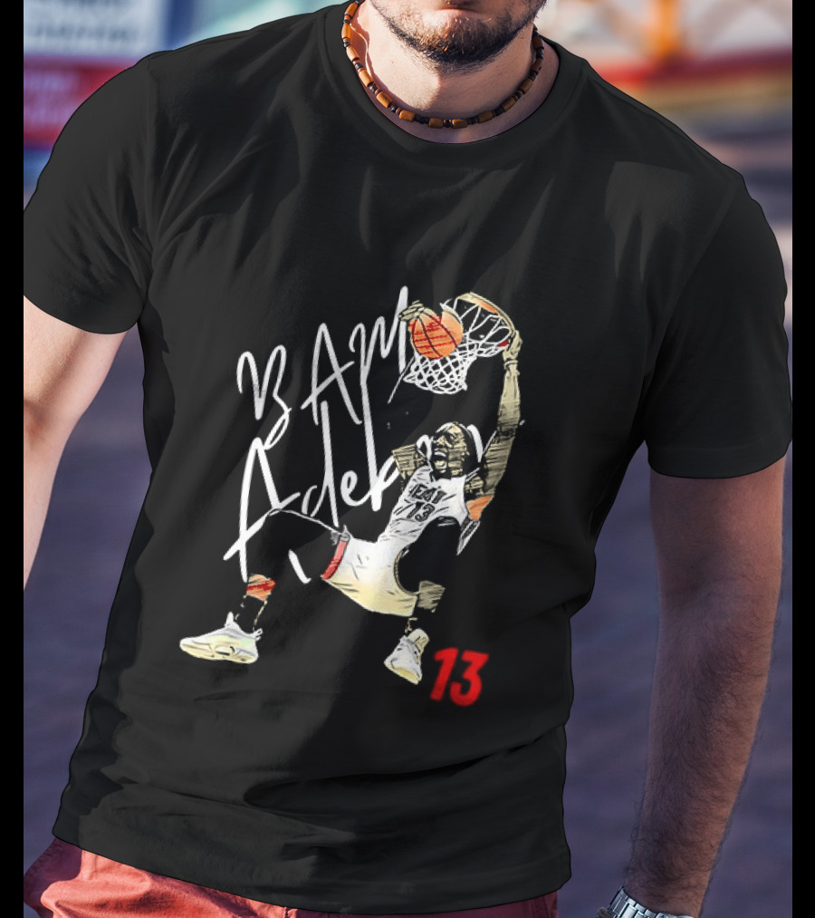 Bam Adebayo Dunking 13 Miami Basketball Player Fan Gear T-Shirt