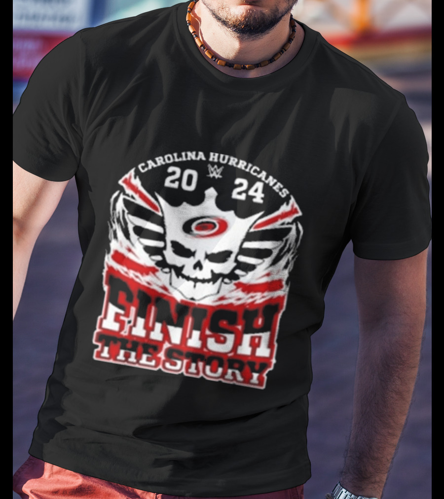 Cody Rhodes Carolina Hurricanes 2024 Finish The Story Skull Wings T-Shirt