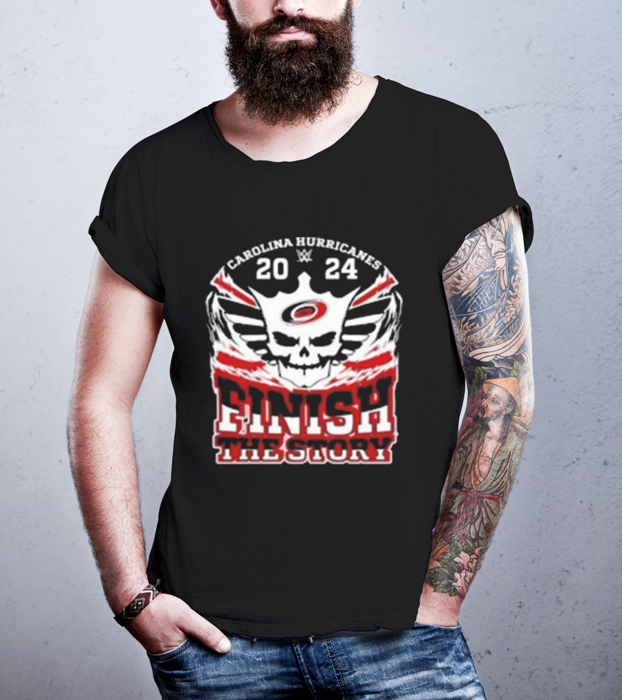 Cody Rhodes Carolina Hurricanes 2024 Finish The Story Skull Wings T-Shirt