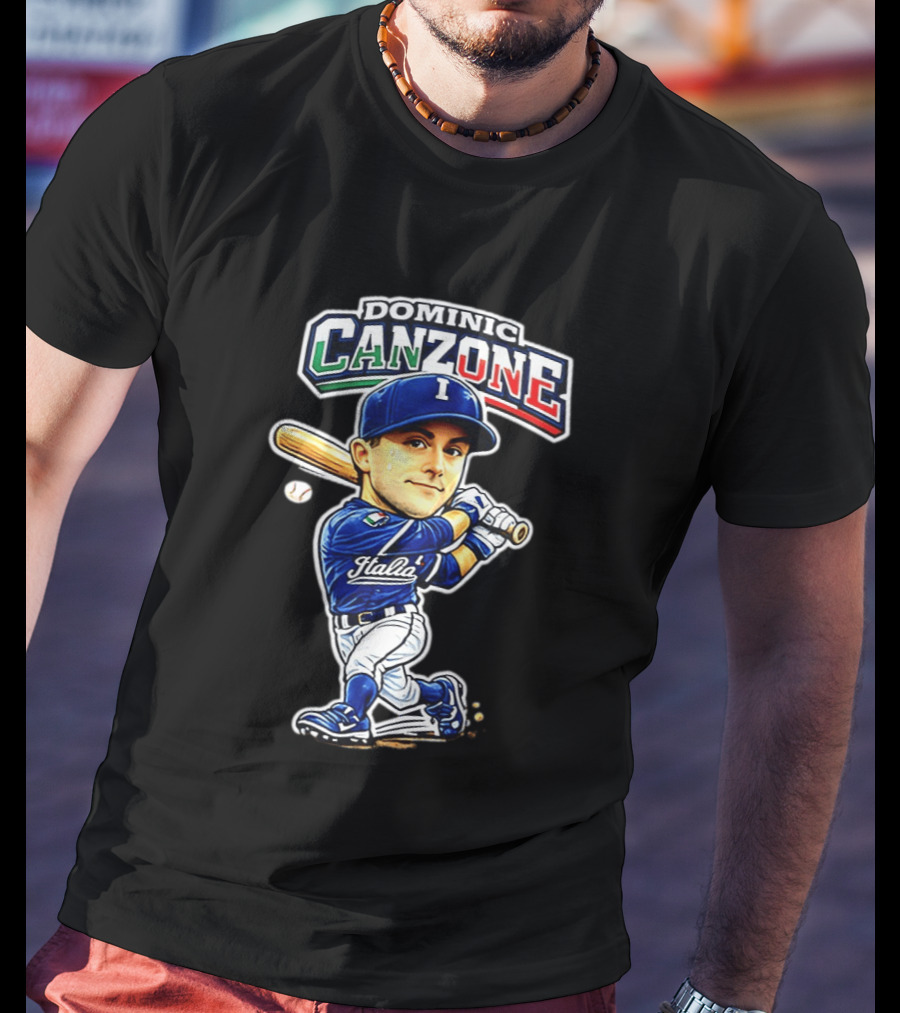 Italy Baseball Classic Dominic Canzone Italia Team Caricature T-Shirt