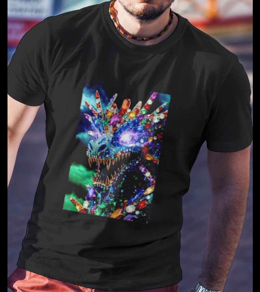 Dragon Crystal Psychedelic Gem Monster Multicolor Jewel Encrusted Creature T-Shirt