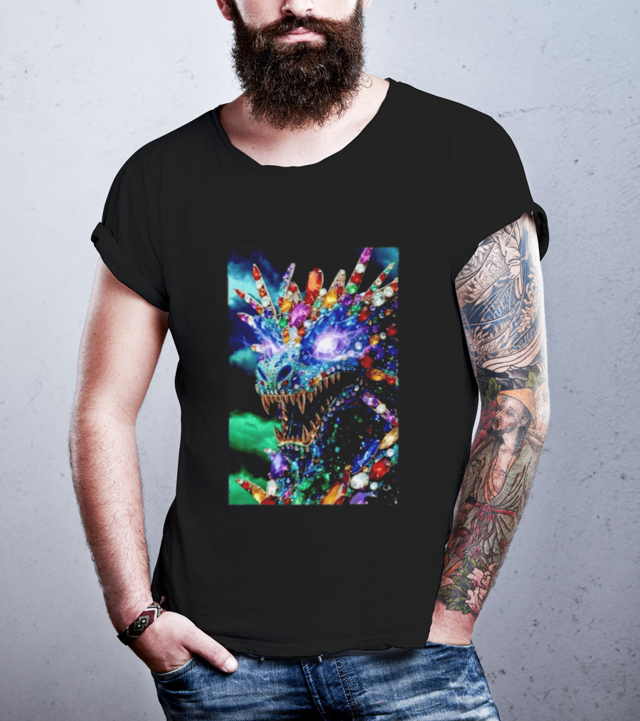 Dragon Crystal Psychedelic Gem Monster Multicolor Jewel Encrusted Creature T-Shirt