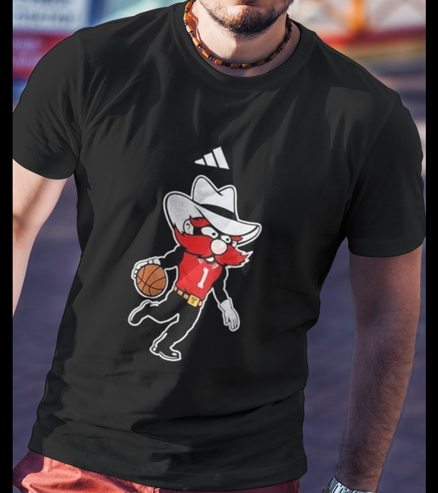Texas Tech Red Raiders Basketball Wreck 'Em Raider Mascot Playing Basketball T-Shirt
