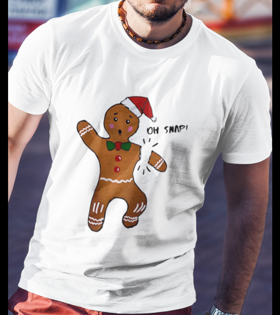 Gingerbread Man Oh Snap Broken Arm Christmas Humor T-Shirt