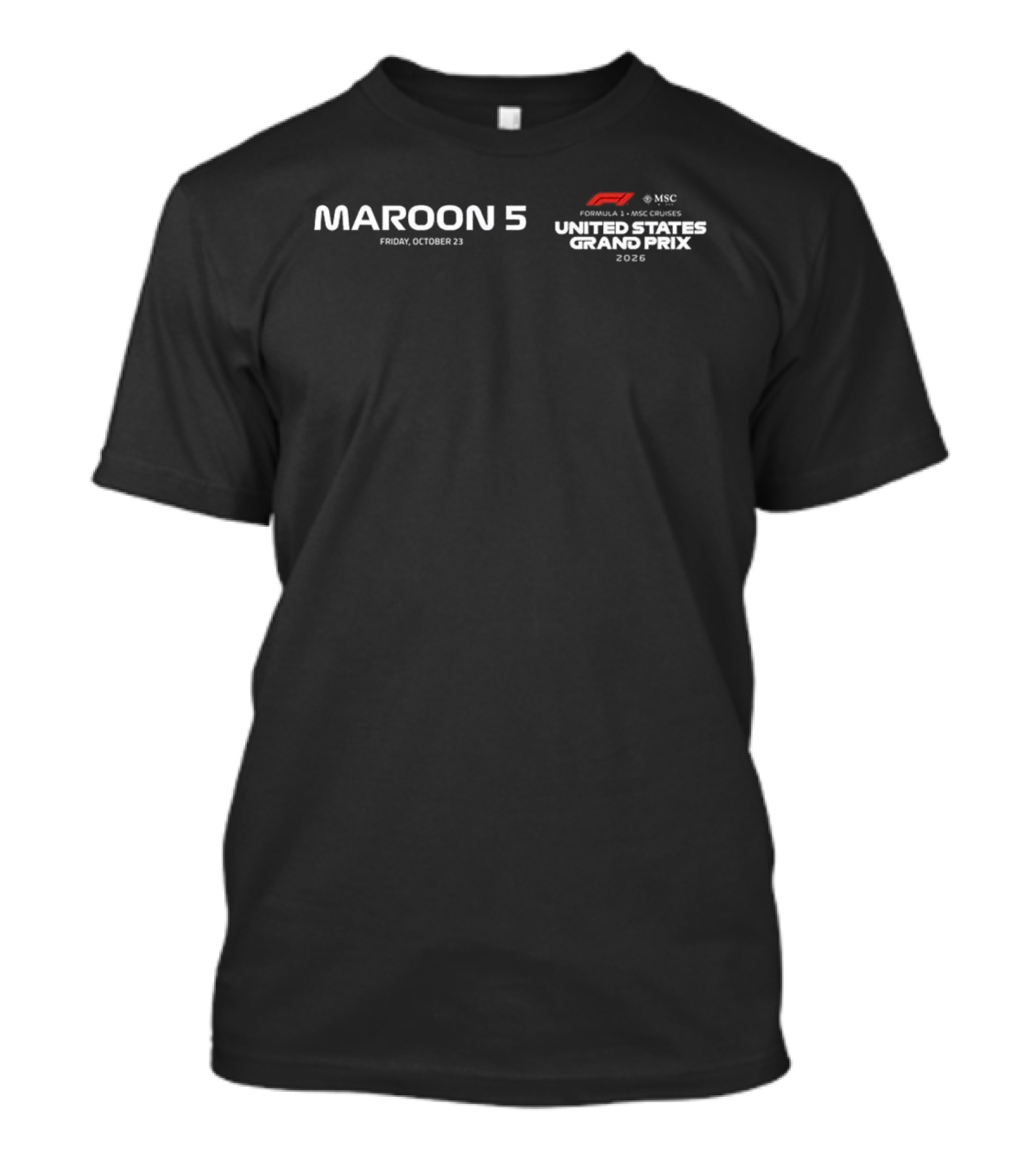 Maroon 5 Live October 23 United States Grand Prix 2026 F1 Event T-Shirt