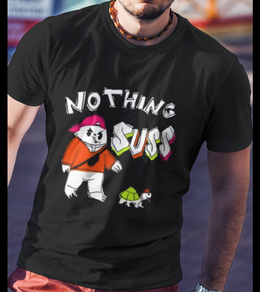 Nothing Suss Cat In Red With Turtle T-Shirt