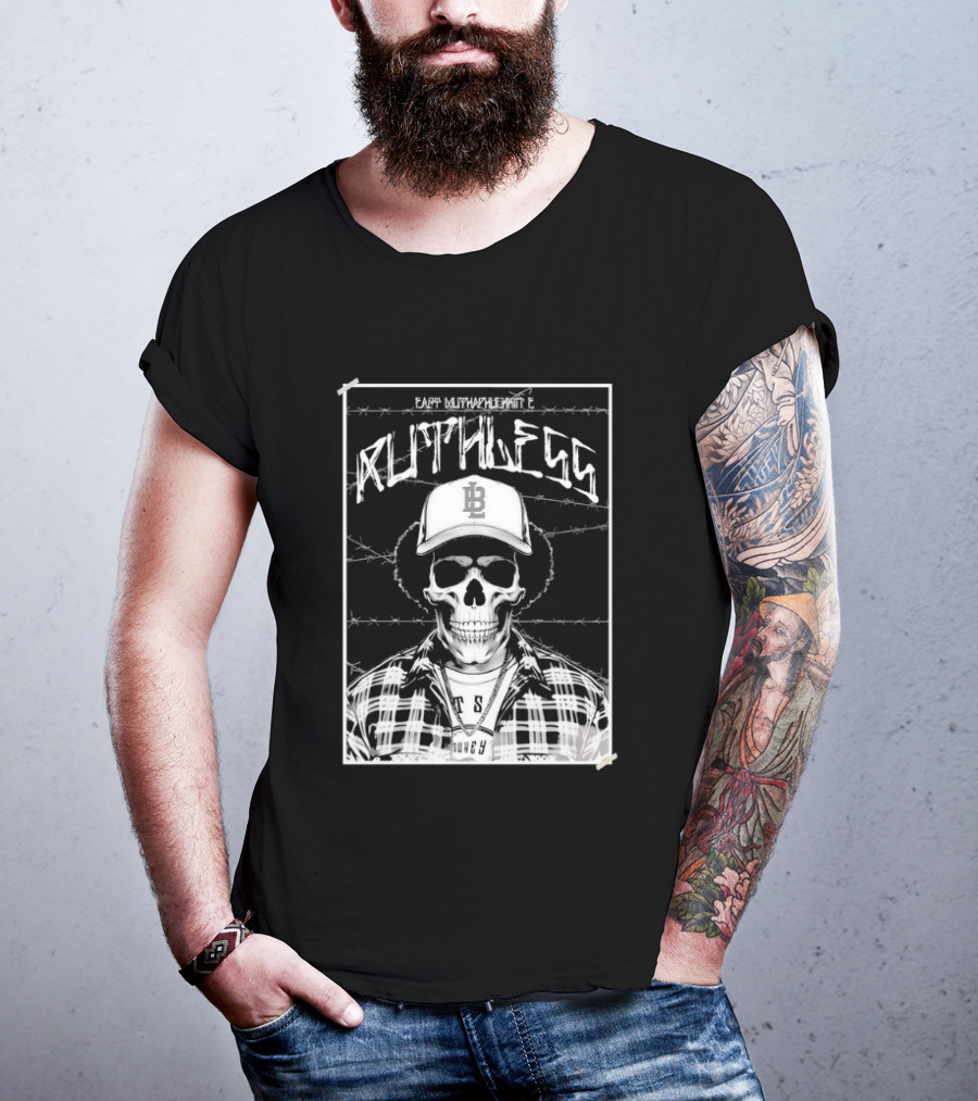 Eazy E Ruthless Skull In Cap And Barbed Wire T-Shirt