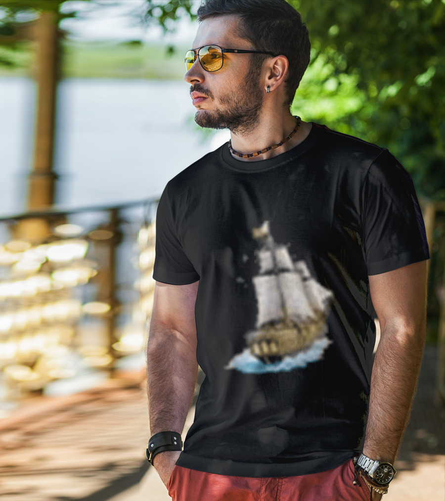 Johnny Blue Skies Dark Clouds Mutiny Midnight Ship Adventure T-Shirt