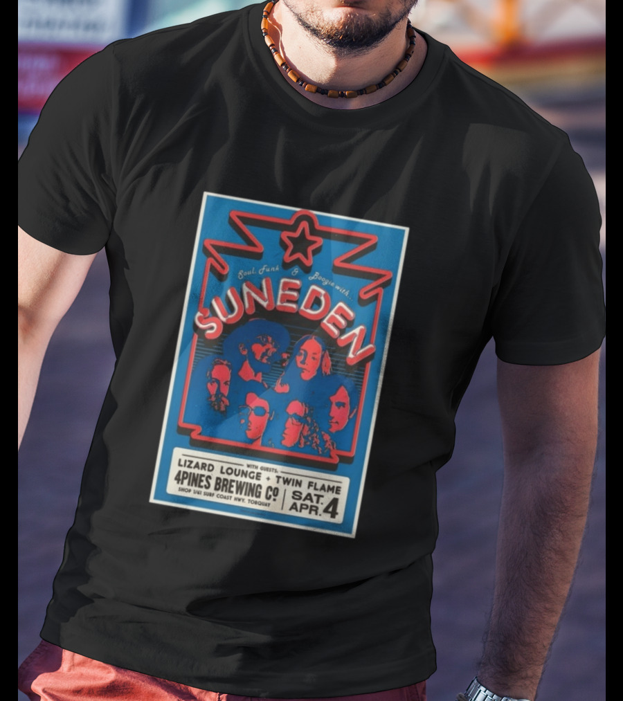 Suneden Soul Funk Boogie April 4 4Pines Brewing Co Lizard Lounge Twin Flame T-Shirt