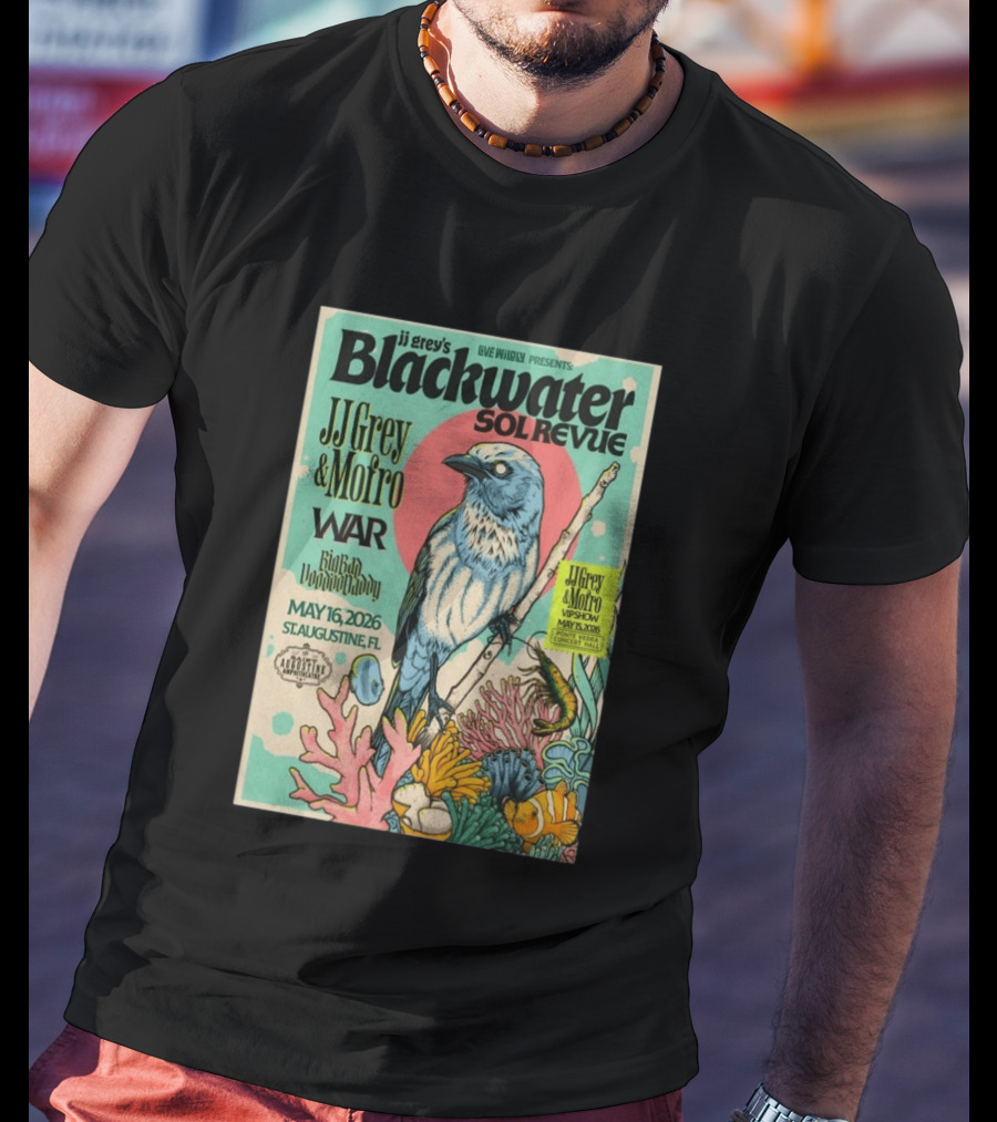JJ Grey & Mofro Blackwater Sol Revue St. Augustine FL May 16 2026 War Big Bad Voodoo Daddy Live Wildly Presents Concert Event T-Shirt