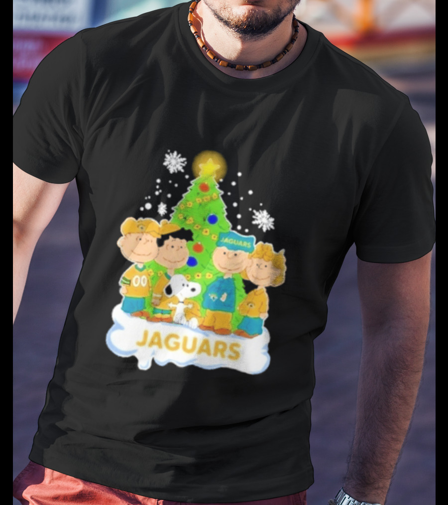 Jacksonville Jaguars Snoopy Peanuts Christmas Tree Celebration T-Shirt