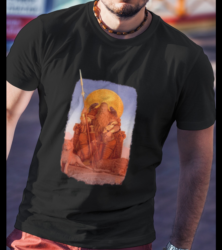 Odin Awakens Norse Mythology Viking God With Wolves And Ravens T-Shirt