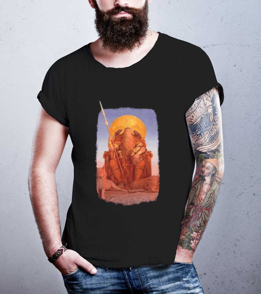 Odin Awakens Norse Mythology Viking God With Wolves And Ravens T-Shirt