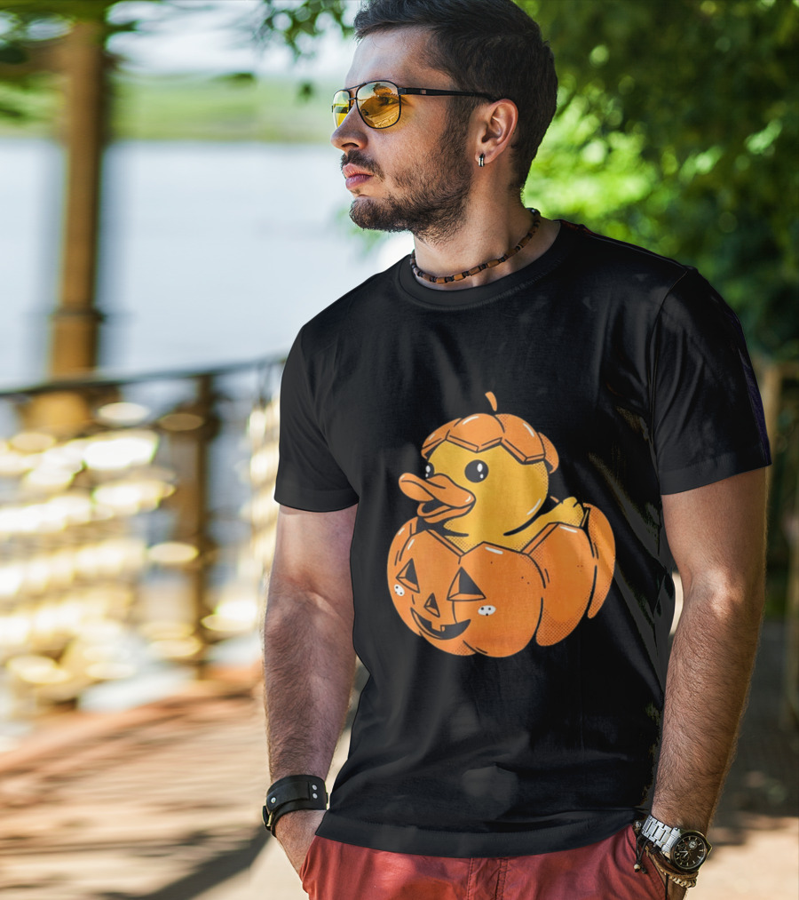 Rubber Duck Pumpkin Halloween Jack O' Lantern T-Shirt