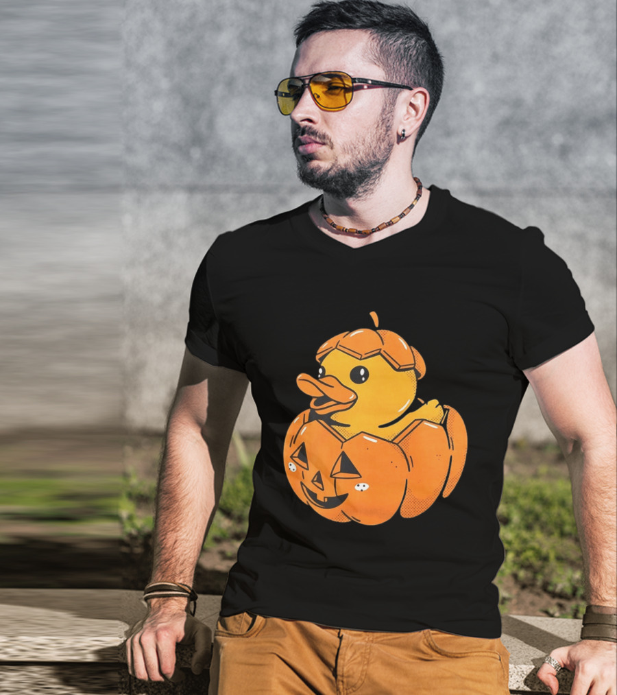 Rubber Duck Pumpkin Halloween Jack O' Lantern T-Shirt