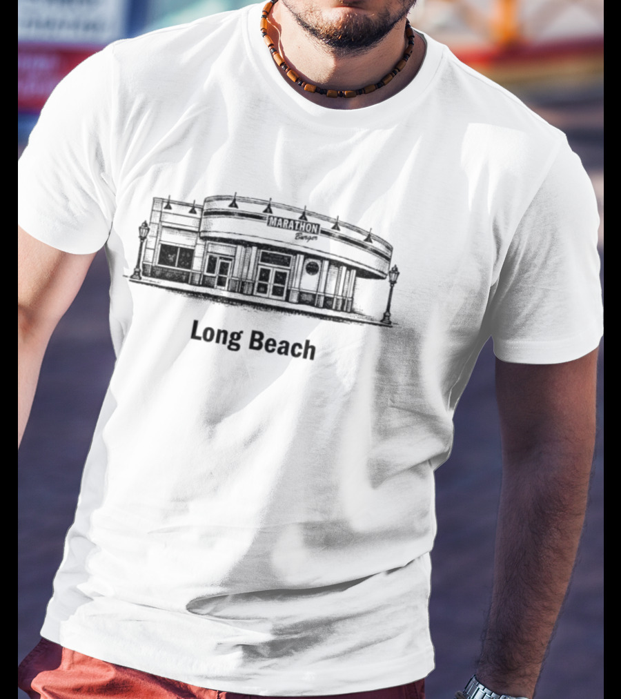 Marathon Long Beach Burger Retro Iconic Landmark T-Shirt