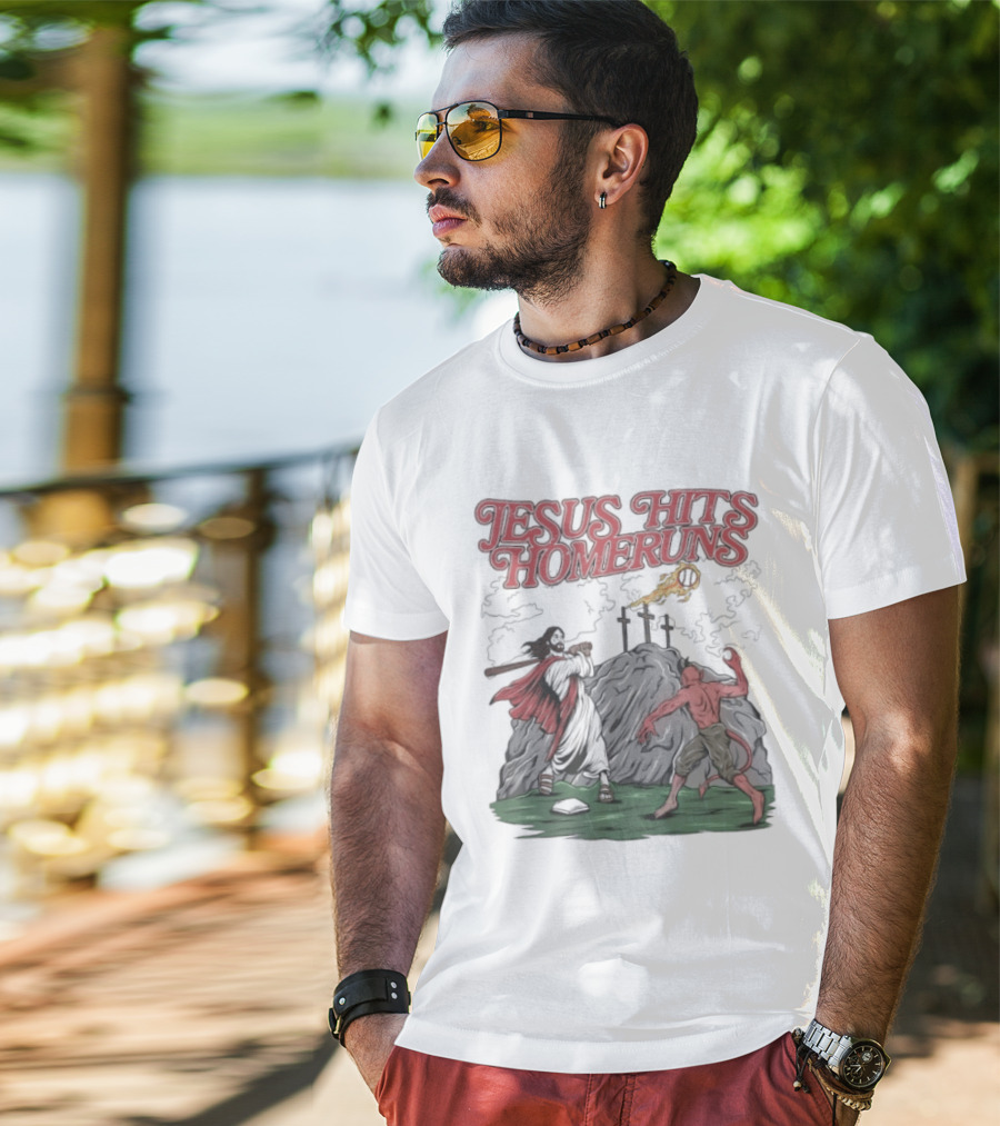 Jesus Hits Homeruns Biblical Baseball T-Shirt