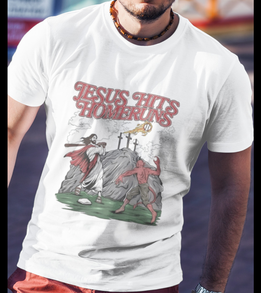 Jesus Hits Homeruns Biblical Baseball T-Shirt