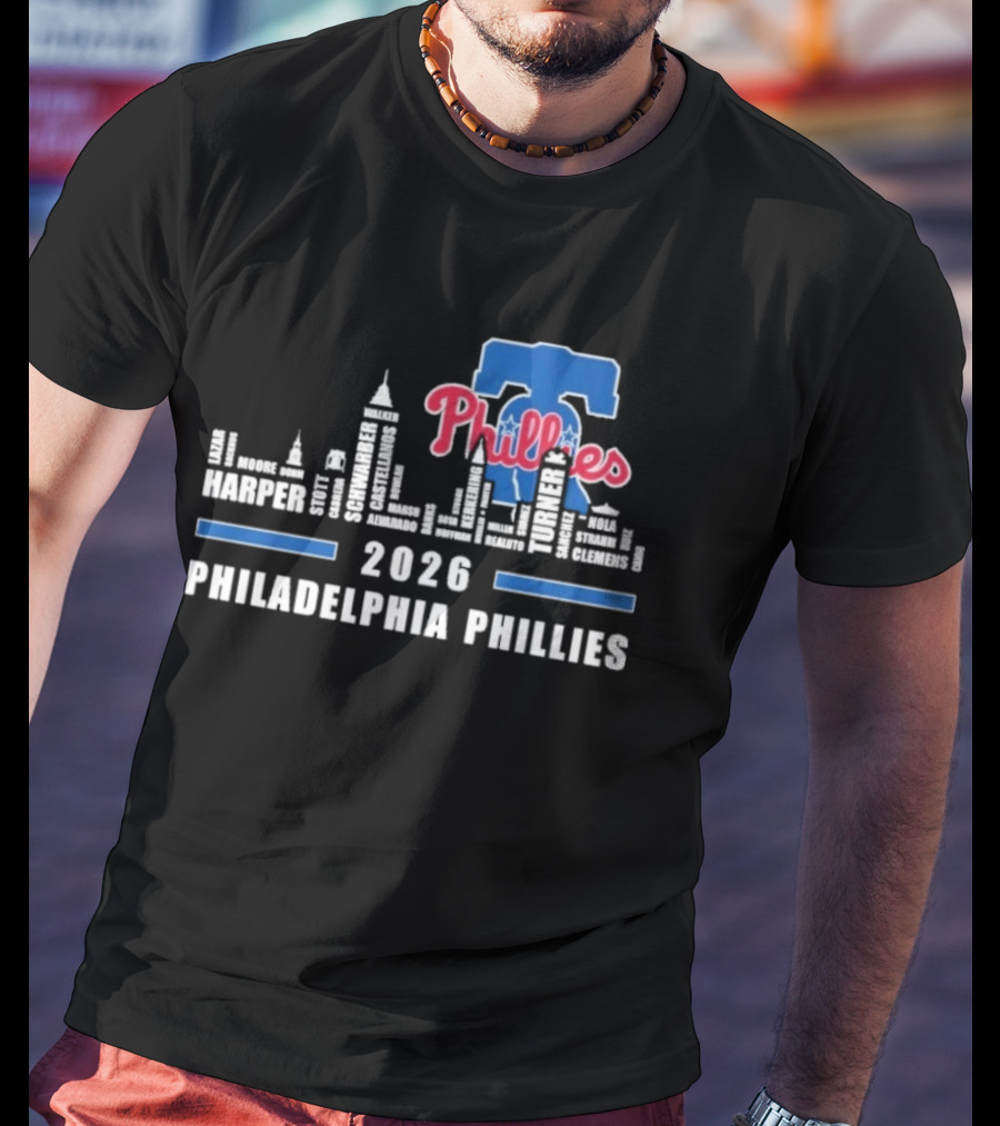 2026 Philadelphia Phillies Harper Philadelphia Skyline T-Shirt
