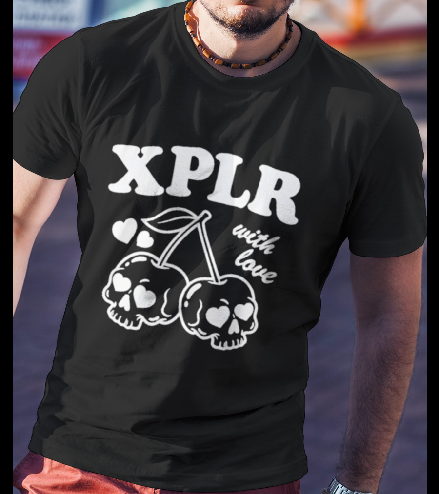 XPLR With Love Cherry Skull Hearts T-Shirt