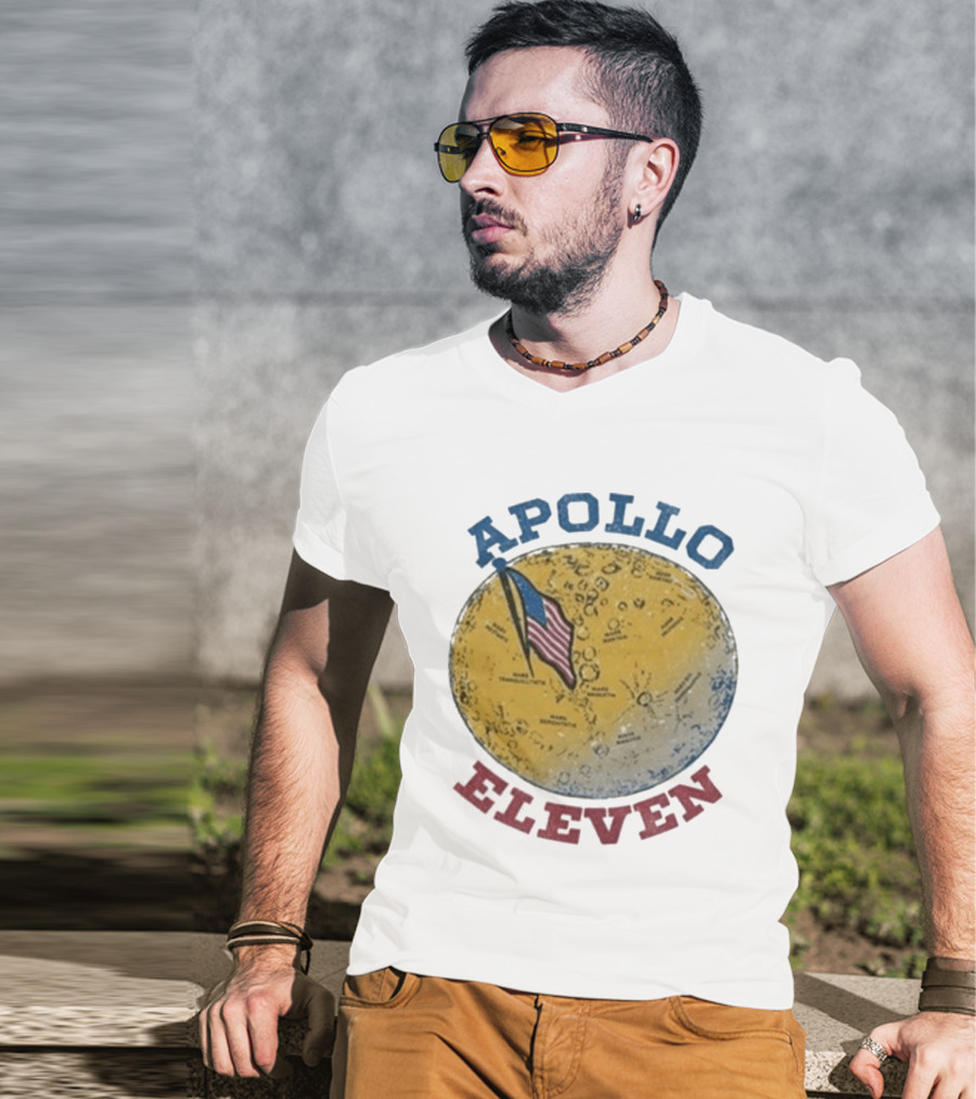 Apollo Eleven Moon Landing Map Flag Styles T-Shirt
