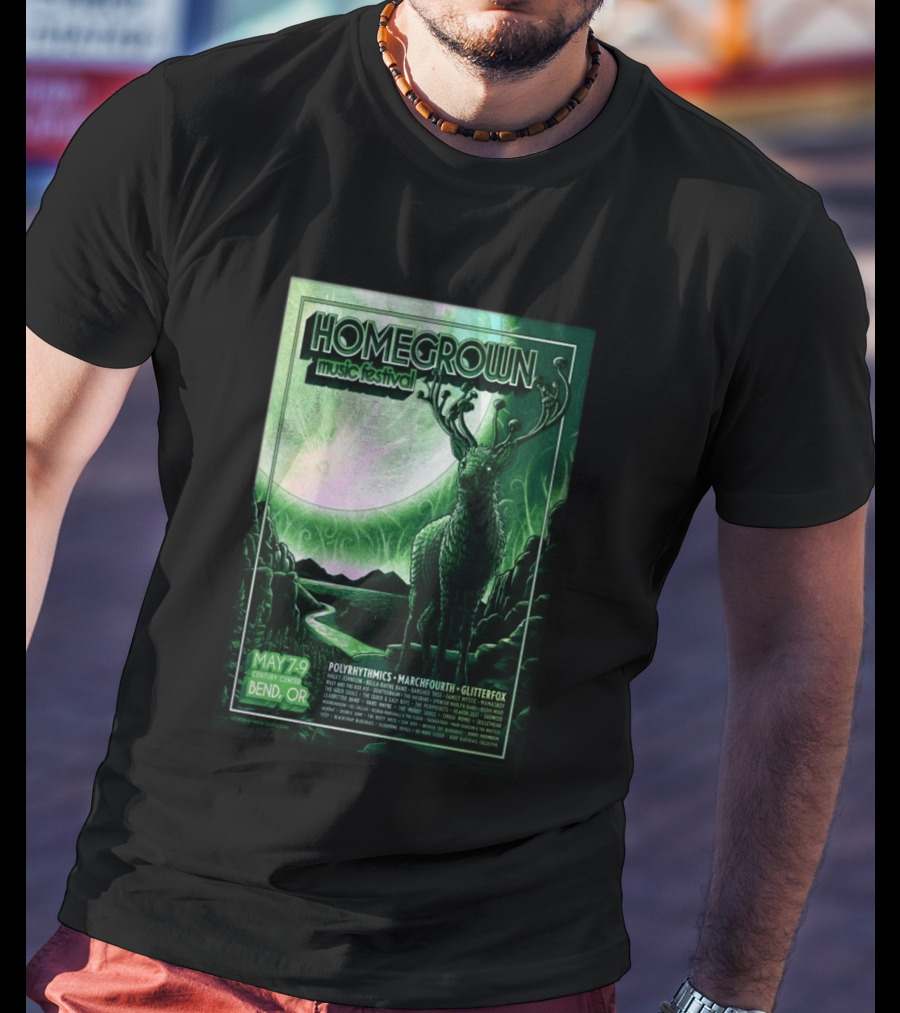 Homegrown Music Festival Bend OR May 7 9 2026 Century Center Polyrhythmics Marchfourth Glitterfox T-Shirt