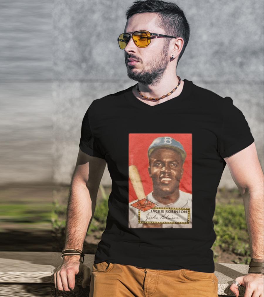 Jackie Robinson 1952 Topps Baseball Dodgers T-Shirt