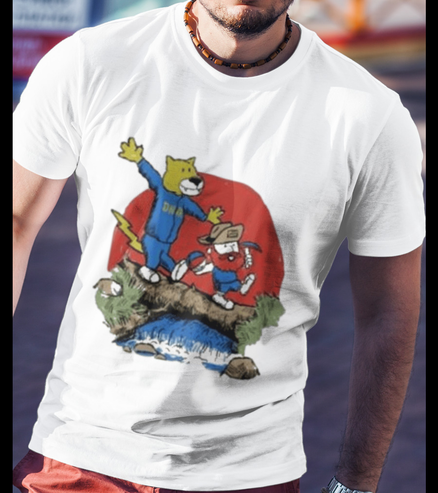 Dnvr Cartoon Friends Bear And Miner Crossing A Bridge T-Shirt