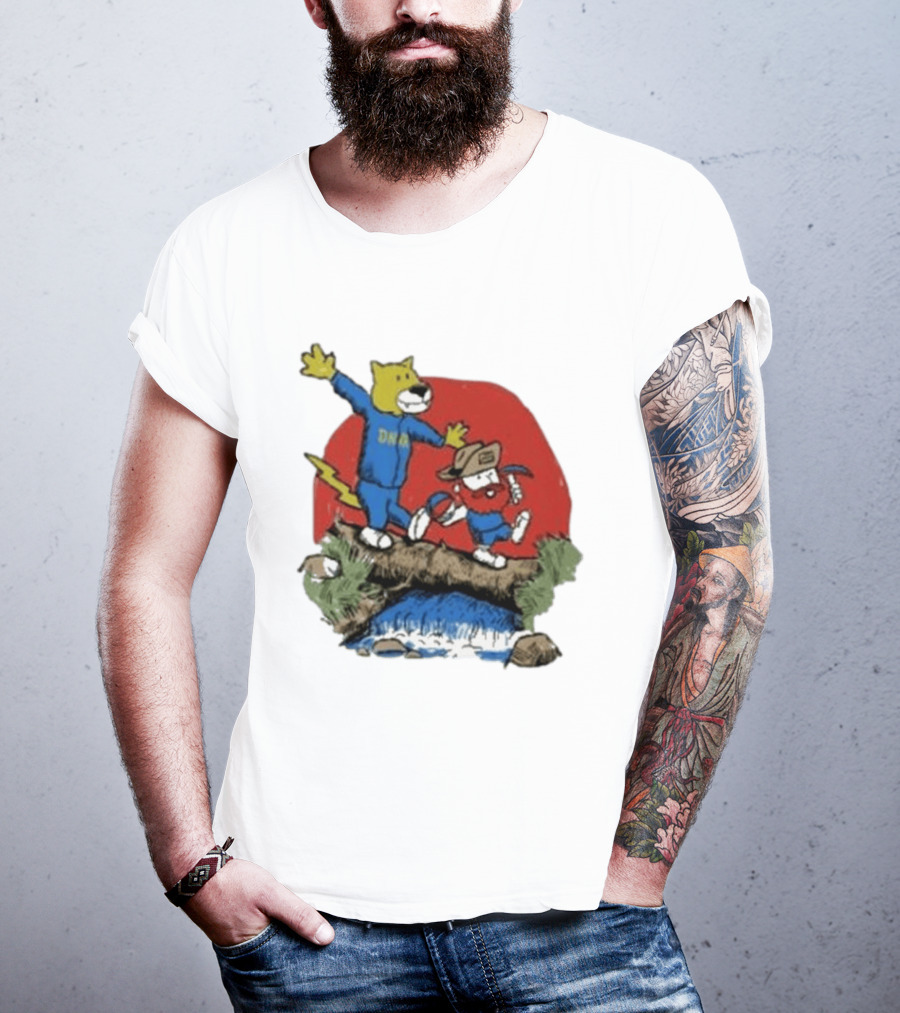 Dnvr Cartoon Friends Bear And Miner Crossing A Bridge T-Shirt