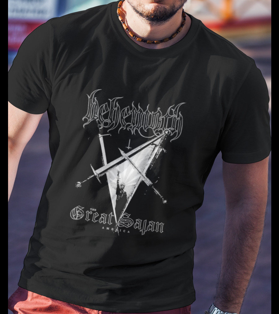 Behemoth Great Satan Inverted Cross Swords T-Shirt