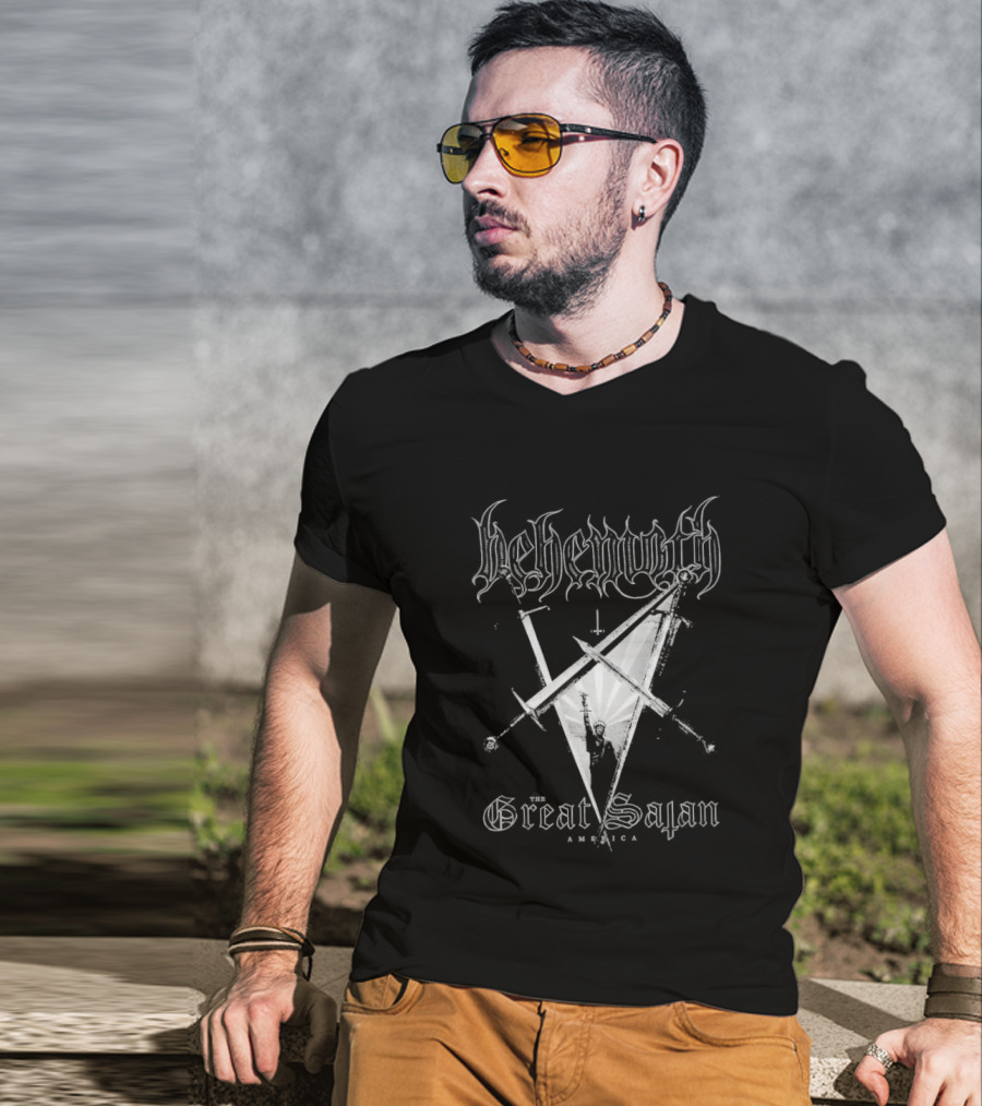 Behemoth Great Satan Inverted Cross Swords T-Shirt
