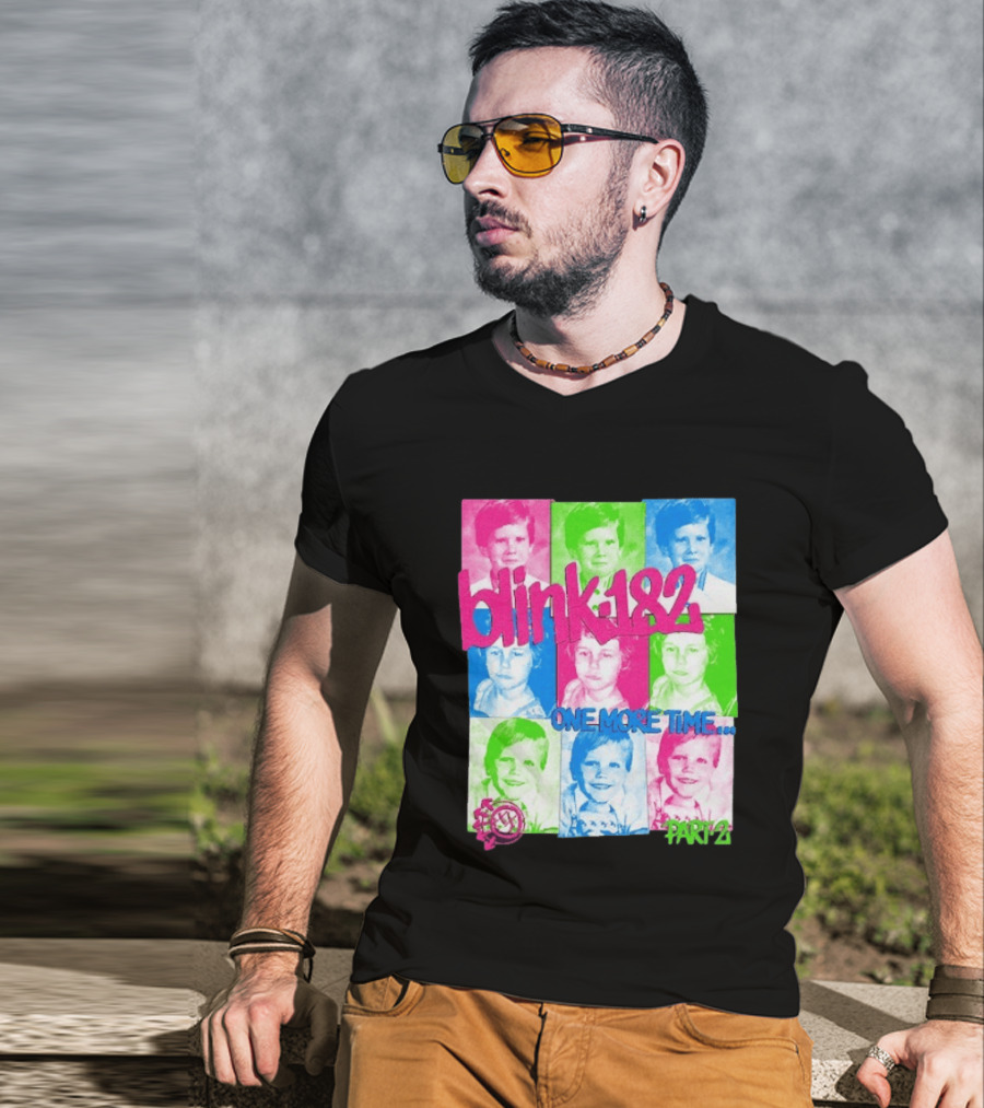 Blink 182 One More Time Tour Part 2 Retro Childhood Photo Collage T-Shirt