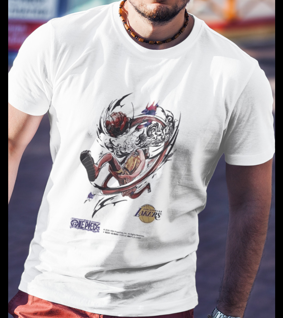 Monkey D Luffy Los Angeles Lakers One Piece NBA 2026 Collaboration 5656 T-Shirt