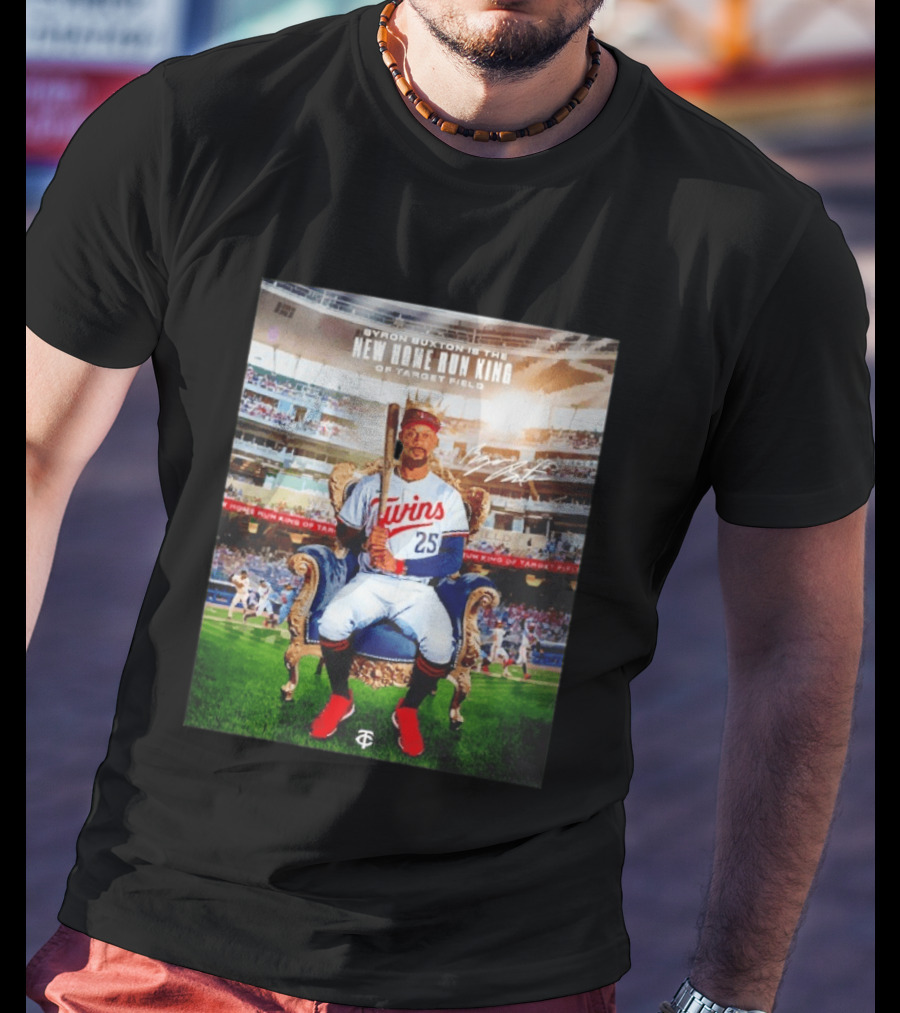 Byron Buxton New Home Run King Target Field Minnesota Twins 25 Throne Crown T-Shirt