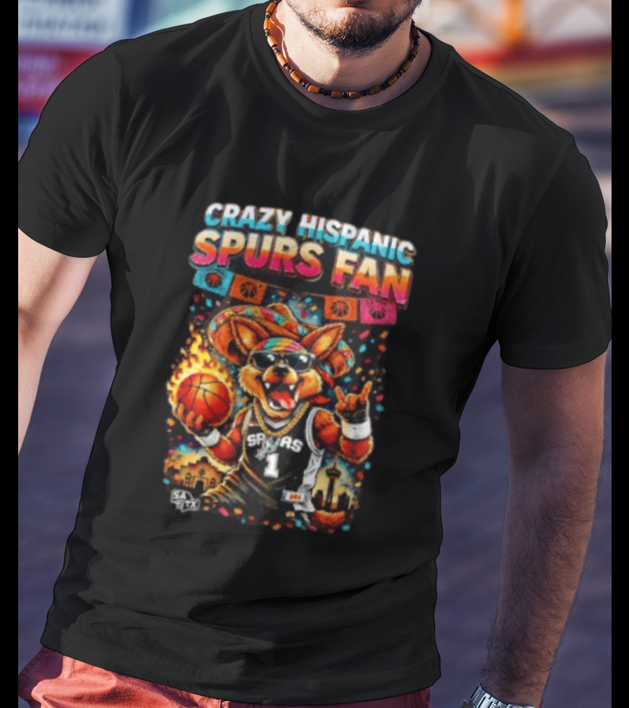 Crazy Hispanic Spurs Fan Fiesta Basketball San Antonio Vibes T-Shirt