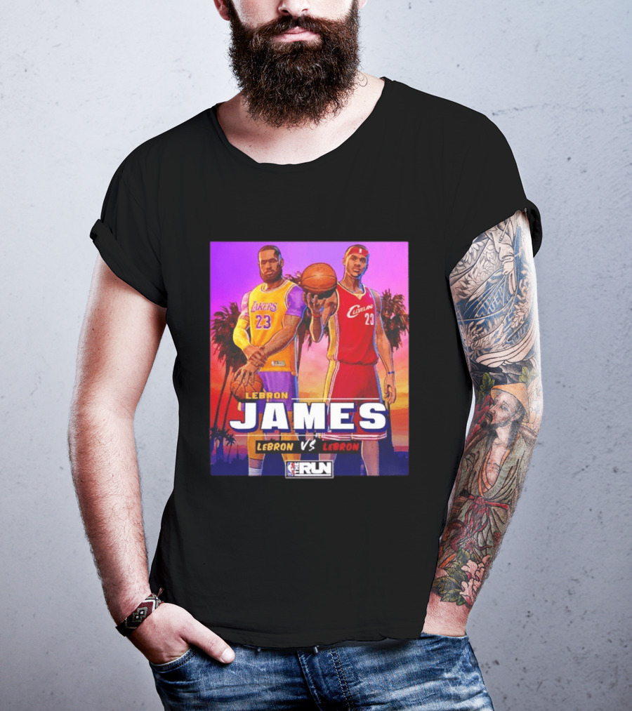 LeBron James Lakers Vs Cleveland The Run NBA Matchup T-Shirt