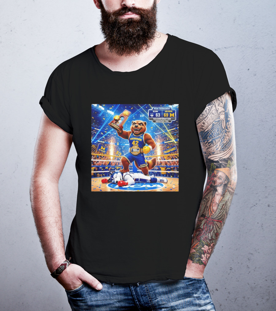 NCAA Tournament Michigan Wolverines Triumph Over Uconn Huskies 69 63 Indianapolis Final T-Shirt