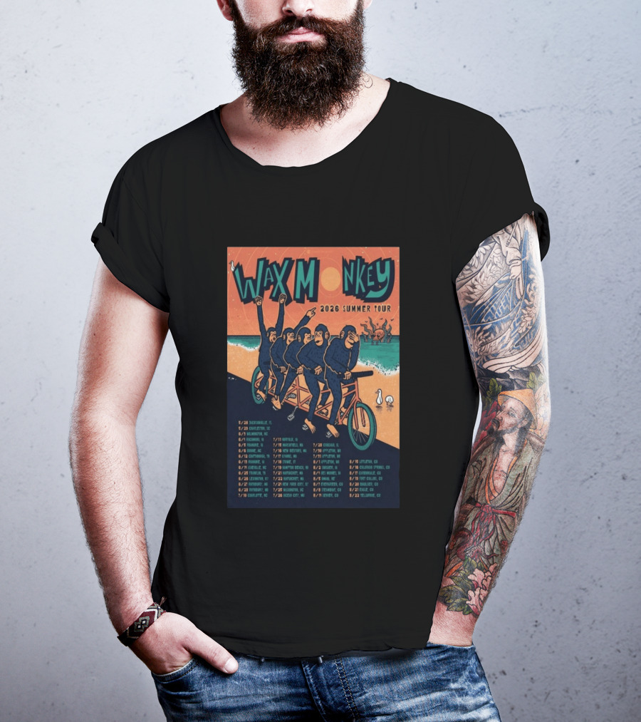 Wax Monkey 2026 Summer Tour Bicycle Monkeys Coastal Cities Concert Dates T-Shirt